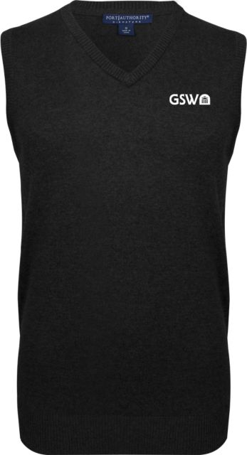 GSW State VNeck Sweater Vest Black GSW and Badge - ONLINE ONLY