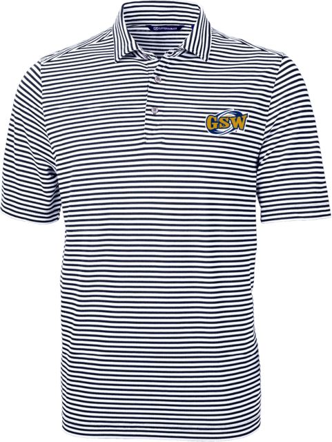 GSW State CandB Virtue Eco Pique Stripe Polo GSW Athletics Mark - ONLINE ONLY