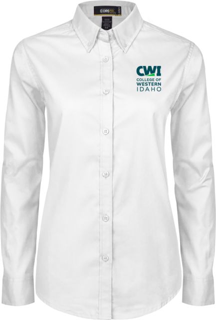 Western Idaho Womens Twill Button Down Long Sleeve  CWI College of Western Idaho Primary Mark - ONLINE ONLY