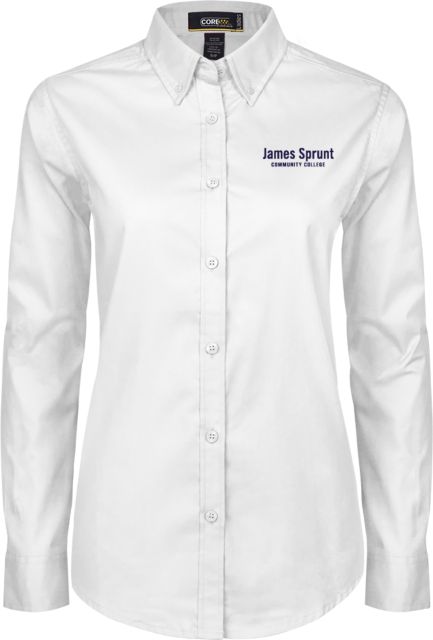 James Sprunt Womens Twill Long Sleeve Button Down White Wordmark EMB - ONLINE ONLY