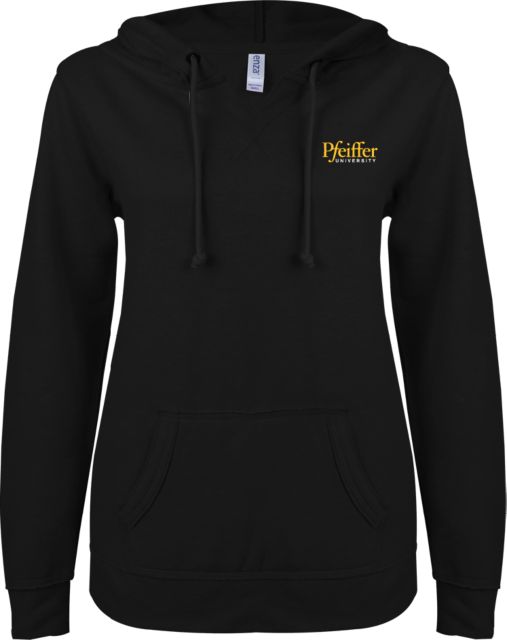 Pfeiffer ENZA Ladies V Notch Raw Edge Fleece Hoodie Pfeiffer University - ONLINE ONLY