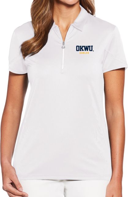 Oklahoma Wesleyan Ladies Callaway Tulip Sleeve Zip Polo Logotype - ONLINE ONLY
