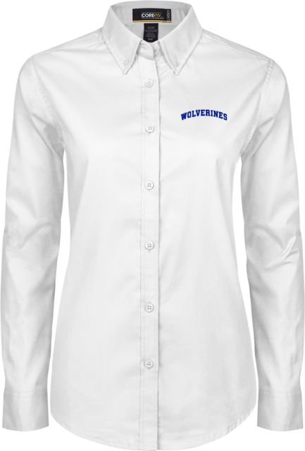 SBVC Womens Twill Button Down Long Sleeve  Arched Wolverines - ONLINE ONLY