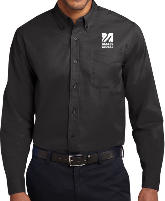 UMass Global Twill Button Down Long Sleeve  UMass Global Primary Logo Stacked - ONLINE ONLY