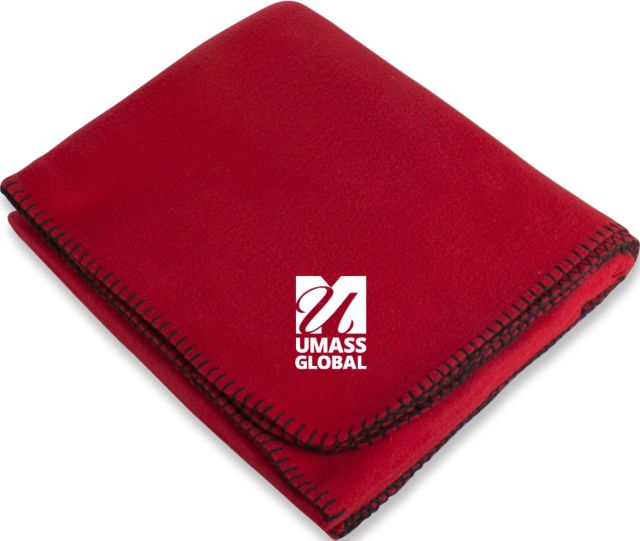 UMass Global Arctic Fleece Blanket  UMass Global Primary Logo Stacked - ONLINE ONLY