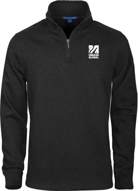 UMass Global Slub Fleece 1/4 Zip Pullover  UMass Global Primary Logo Stacked - ONLINE ONLY