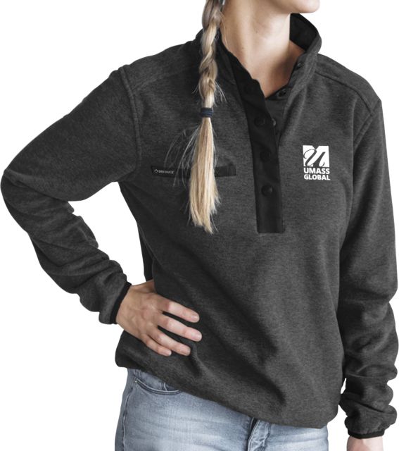 UMass Global Womens DRI DUCK Aspen Fleece Pullover  UMass Global Primary Logo Stacked - ONLINE ONLY
