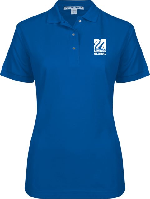 UMass Global Womens Silk Touch Pique Polo  UMass Global Primary Logo Stacked - ONLINE ONLY