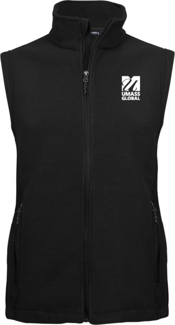 UMass Global Fleece Full Zip Vest  UMass Global Primary Logo Stacked - ONLINE ONLY