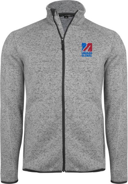 UMass Global Sweater Fleece Heather Jacket  UMass Global Primary Logo Stacked - ONLINE ONLY