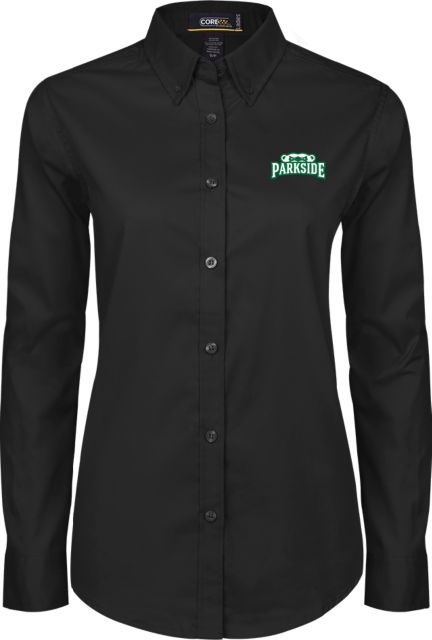 Wisconsin Parkside Womens Twill Button Down Long Sleeve  Parkside w Half Bear - ONLINE ONLY