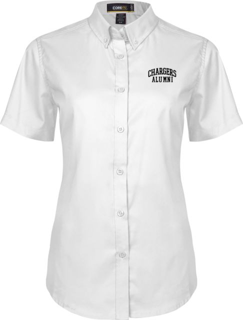Dominican Womens Twill Button Up Short Sleeve Chargers Alumni - ONLINE ONLY