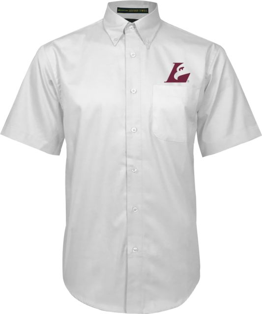 Wisconsin La Crosse Twill Button Down Short Sleeve Eagle L EMB - ONLINE ONLY