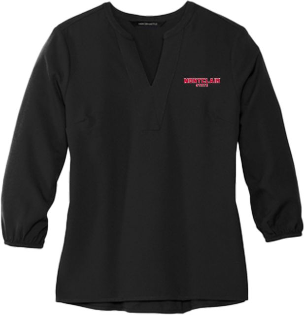 Montclair State Mercer + Mettle Womens 3/4 Sleeve Crepe Blouse Primary Word Mark - ONLINE ONLY