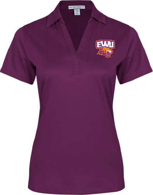 Edward Waters Ladies Orange Performance Fine Jacquard Polo EWU Tiger Head - ONLINE ONLY
