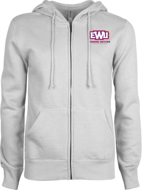 Edward Waters ENZA Ladies White Fleece Full Zip Hoodie EWU with Name - ONLINE ONLY