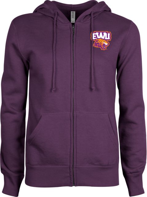 Edward Waters ENZA Ladies Grey Fleece Full Zip Hoodie EWU Tiger Head - ONLINE ONLY