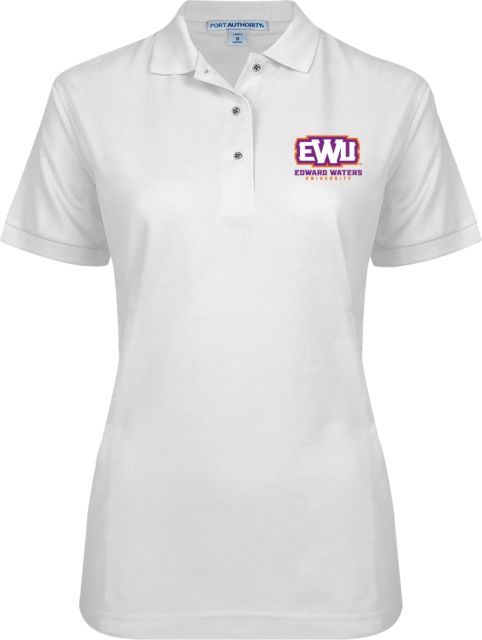 Edward Waters Ladies Easycare White Pique Polo EWU with Name - ONLINE ONLY