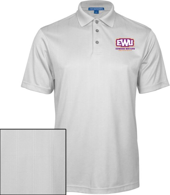 Edward Waters White Performance Fine Jacquard Polo EWU with Name - ONLINE ONLY