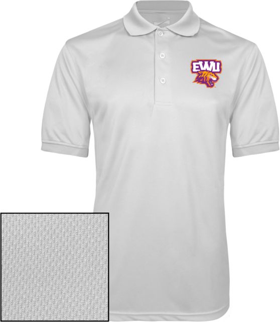 Edward Waters White Dry Mesh Polo EWU Tiger Head - ONLINE ONLY