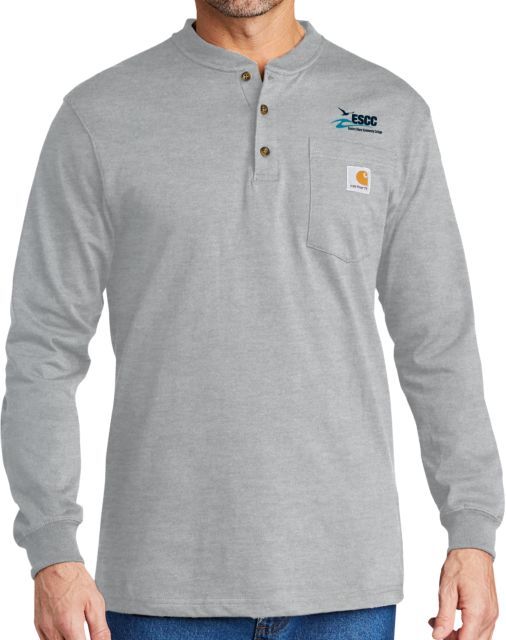 ESCC Carhartt Heather Grey Long Sleeve Henley Shirt ESCC Emb. - ONLINE ONLY