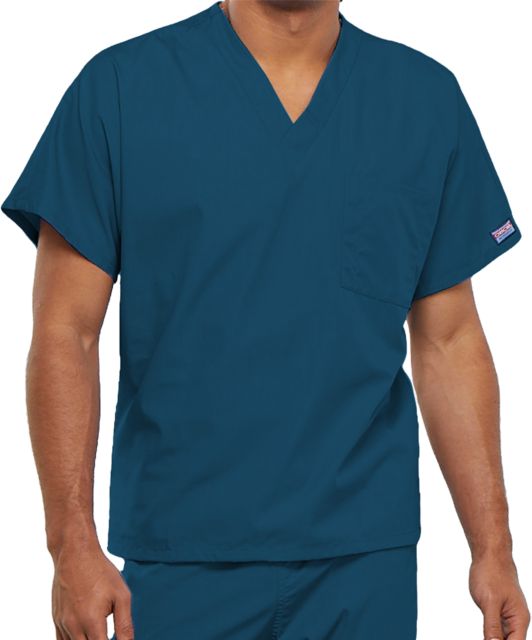 Unisex Caribbean Blue WW Originals Neck Scrub Top - Blank Logo - ONLINE ONLY