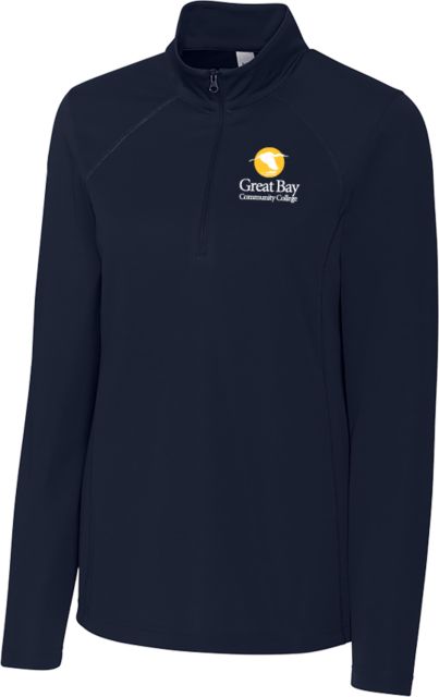 Great Bay CC C&B Womens Dark Clique Ice Pique Half Zip Great Bay Community College Wordmark - ONLINE ONLY