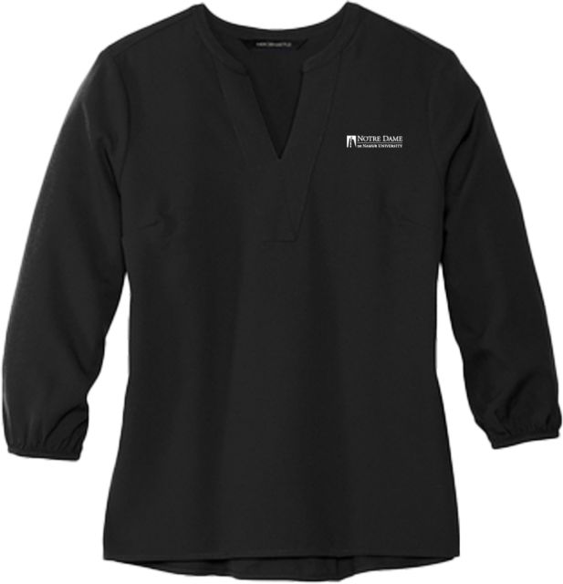 Notre Dame De Namur Mercer + Mettle Womens 3/4 Sleeve Crepe Blouse Notre Dame De Namur University Primary Mark - ONLINE ONLY