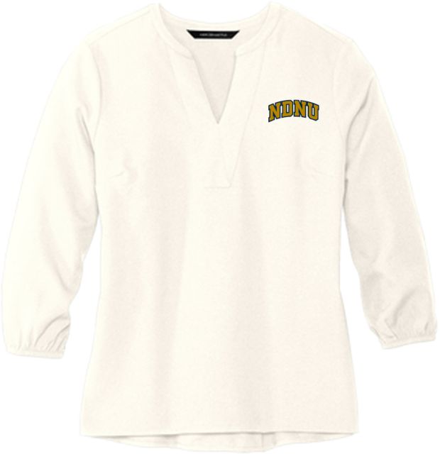 Notre Dame De Namur Mercer + Mettle Womens Ivory 3/4 Sleeve Crepe Blouse Arched NDNU - ONLINE ONLY
