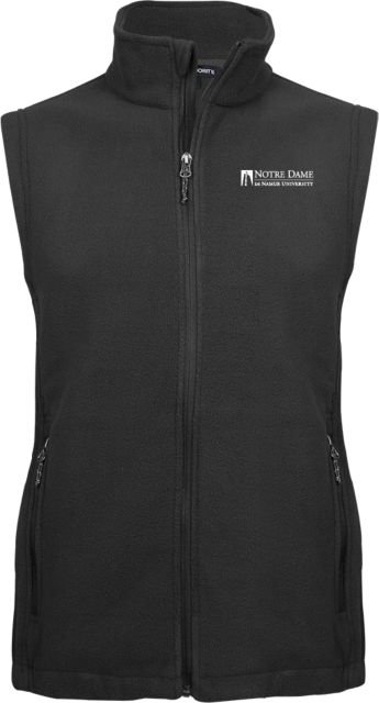 Notre Dame De Namur Fleece Full Zip Vest Notre Dame De Namur University Primary Mark - ONLINE ONLY
