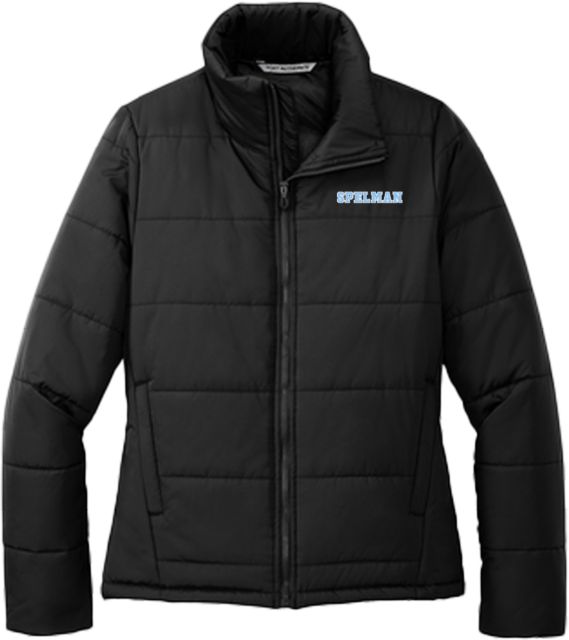 Spelman College Womens Puffer Jacket Spelman Wordmark - ONLINE ONLY