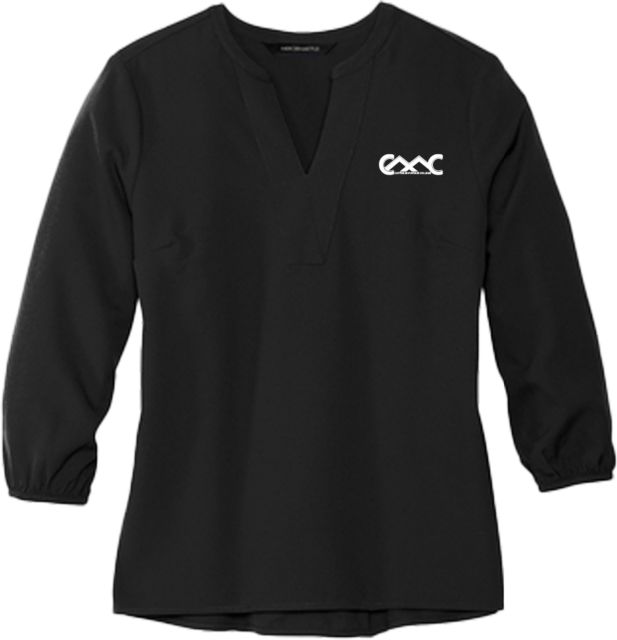 Copper Mountain Mercer + Mettle Womens 3/4 Sleeve Crepe Blouse Copper Mountain College Primary Mark - ONLINE ONLY