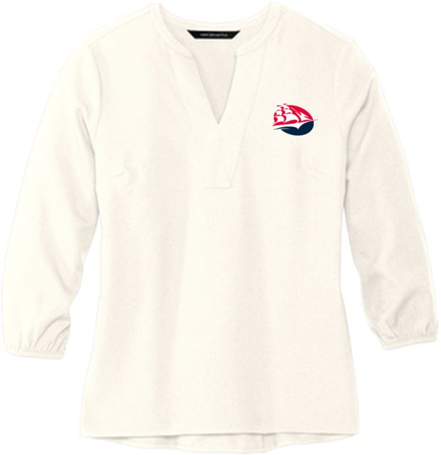 Shippensburg Mercer + Mettle Womens Ivory 3/4 Sleeve Crepe Blouse Shippensburg University Ship - ONLINE ONLY