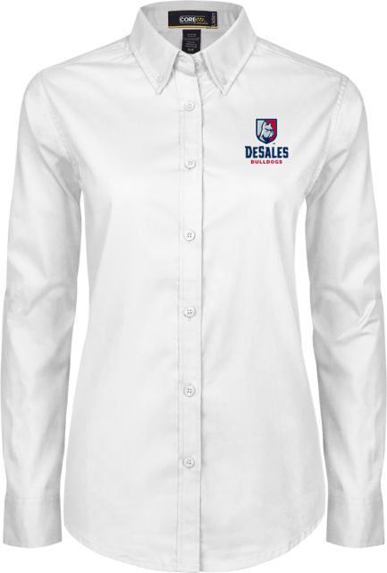 DeSales Ladies Twill Button Down Long Sleeve Primary Logo - ONLINE ONLY