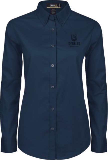 DeSales Ladies Twill Button Down Long Sleeve Primary Logo - ONLINE ONLY