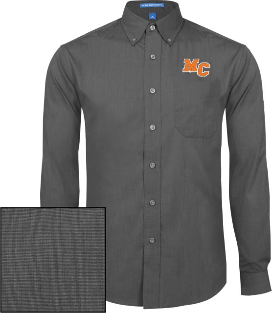 Morton College Poplin Crosshatch Long Sleeve Button Down Morton College MC Mark - ONLINE ONLY