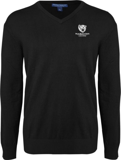 Palm Beach State Classic Mens V Neck Sweater Palm Beach State Panther Logo - ONLINE ONLY