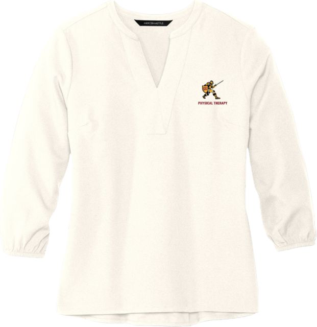 Gannon Univ Mercer + Mettle Womens Ivory 3/4 Sleeve Crepe Blouse GU Physical Therapy - ONLINE ONLY