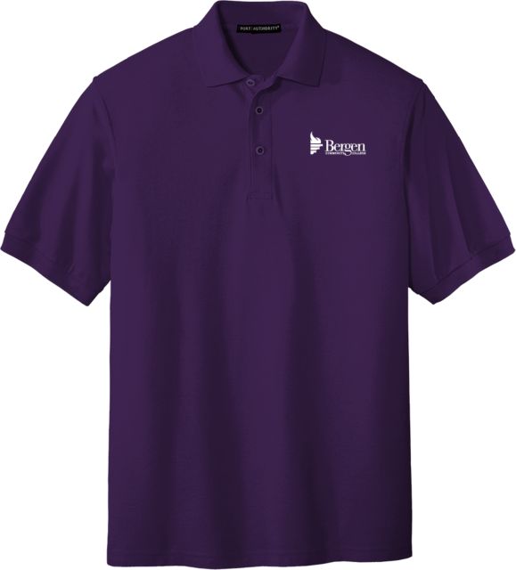 Bergen CC Silk Touch Polo Bergen Community College Wordmark - ONLINE ONLY