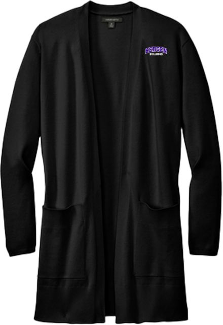 Bergen CC Mercer + Mettle Womens Open Front Cardigan Sweater Arched Bergen Bulldgos - ONLINE ONLY