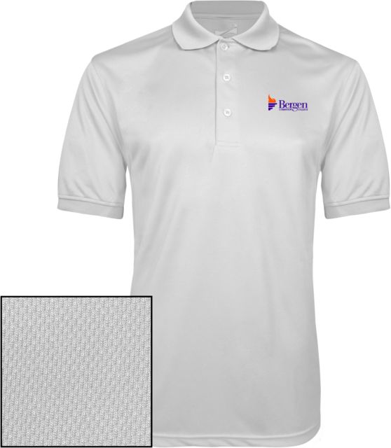 Bergen CC Dry Mesh Polo Bergen Community College Wordmark - ONLINE ONLY