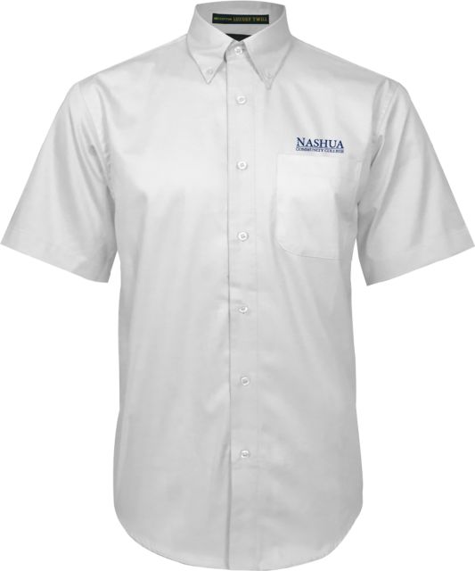 Nashua CC Twill Button Down Short Sleeve Nashua Community College Wordmark - ONLINE ONLY
