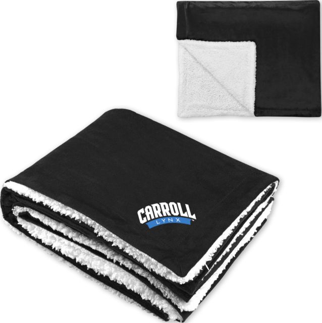 Carroll CC Super Soft Luxurious Sherpa Throw Blanket Carroll Lynx Banner Wordmark - ONLINE ONLY