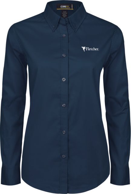 Fletcher Tech Ladies Twill Button Down Long Sleeve Simplified Logo - ONLINE ONLY