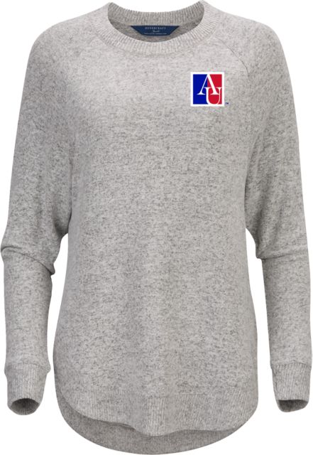 American Boxercraft Womens Oxford Heather Cuddle Oversized Crew American University Institutional AU Square - ONLINE ONLY