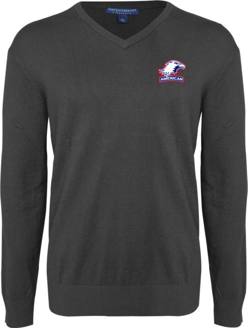 American University Classic Mens V Neck Heather Sweater  - ONLINE ONLY