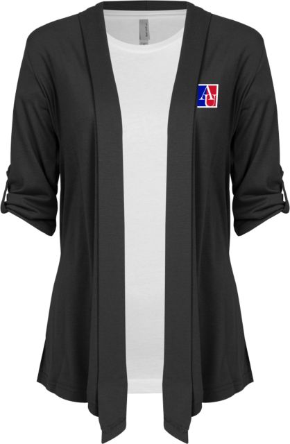 American Womens Drape Front Cardigan Sweater American University Institutional AU Square - ONLINE ONLY