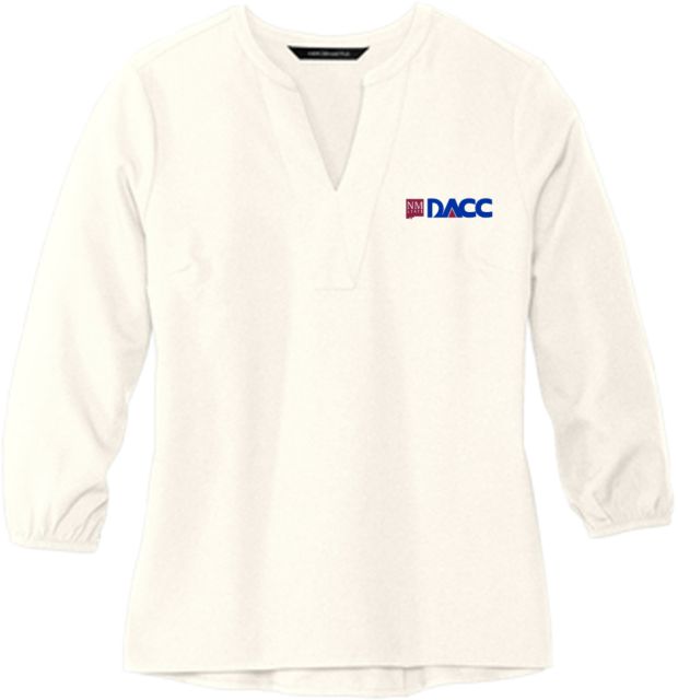 Dona Ana Mercer + Mettle Womens Ivory 3/4 Sleeve Crepe Blouse Dona Ana CC - DACC Official Initials