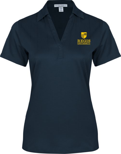 Regis Univ Ladies Performance Fine Jacquard Polo Vertical Wordmark - ONLINE ONLY