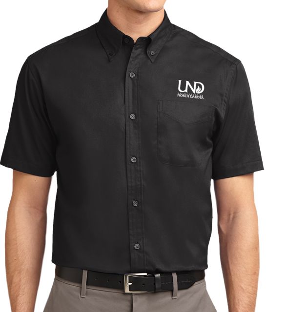 University of North Dakota Twill Button Down Short Sleeve Institutional Mark - ONLINE ONLY